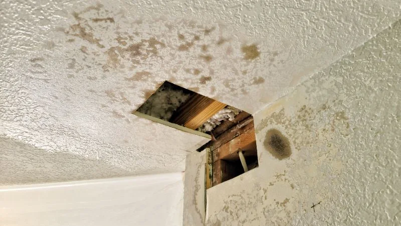 Living Room Wall and Ceiling before the repair, North Ocala, Florida