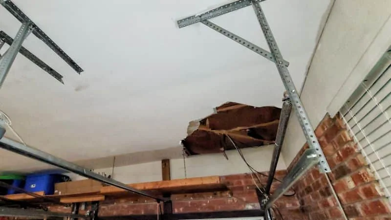 Garage Ceiling before the repair, Gainesville, Florida
